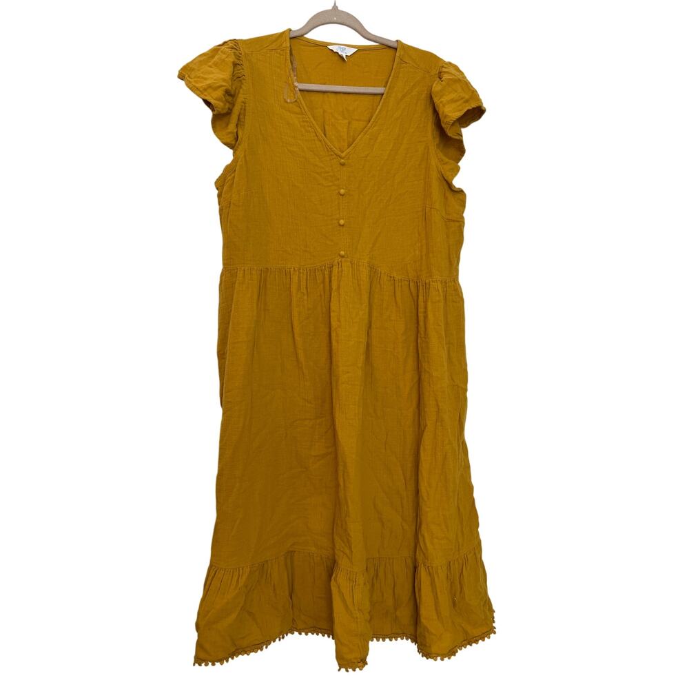 Time and Tru Women's Plus Cotton Maxi Dress Yellow Size XXL EUC